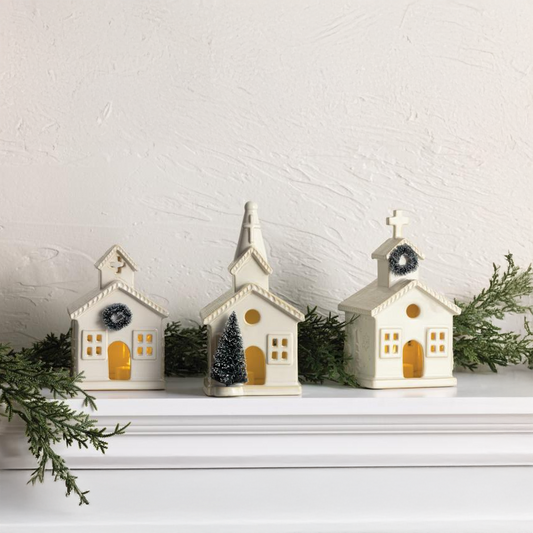 Milk Glaze Stoneware Church Sitters