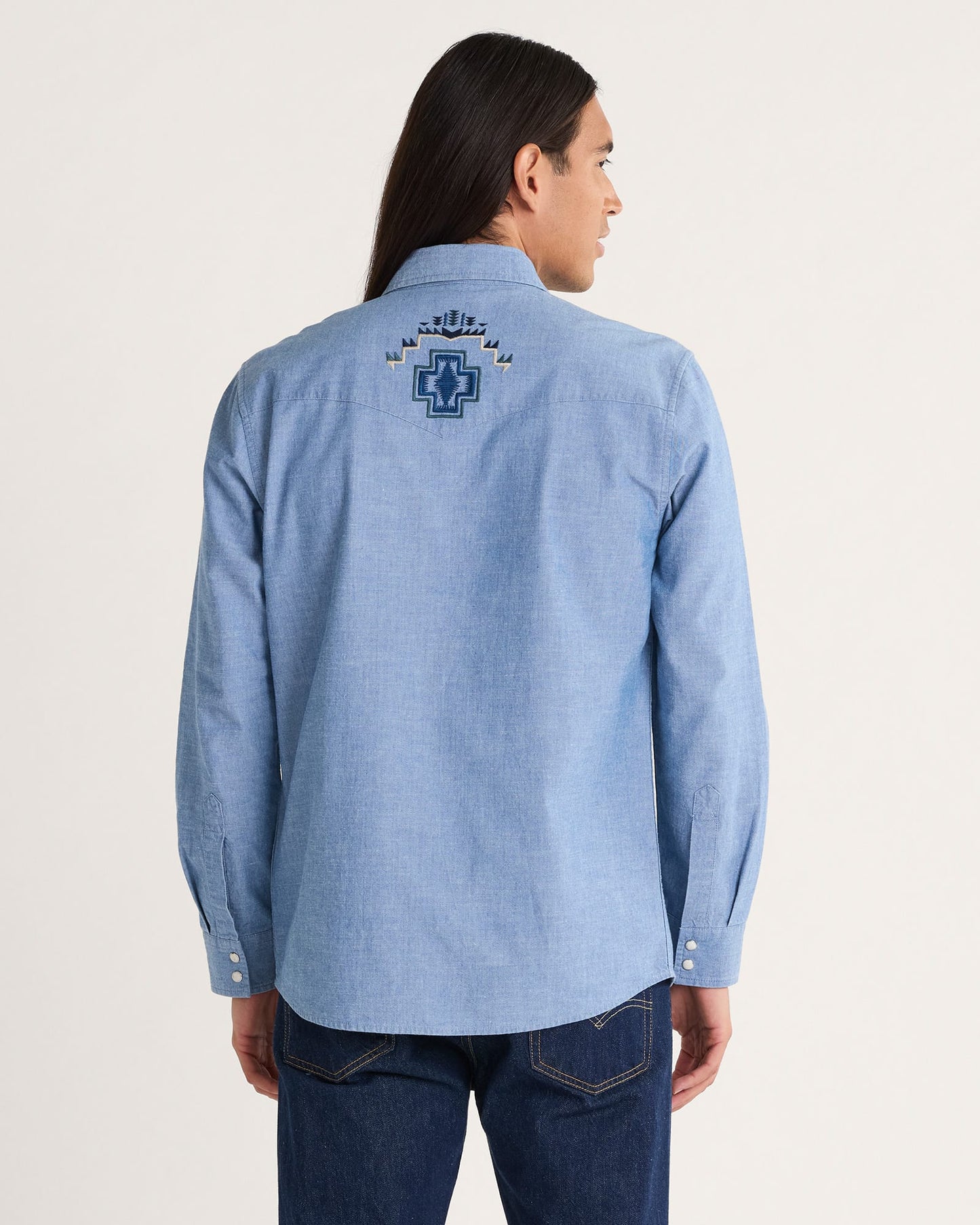 Pendleton Men's Harding Embroidered Chambray Gambler Shirt - Light Blue/Harding