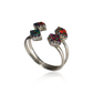 Blood Red Opal Quadruple Diamond Adjustable Ring