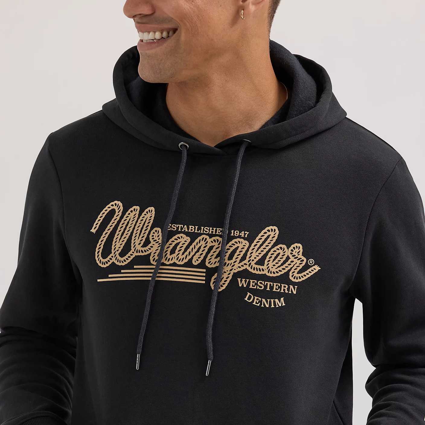 Wrangler Men's Logo Arm Hit Pullover Hoodie - Jet Black