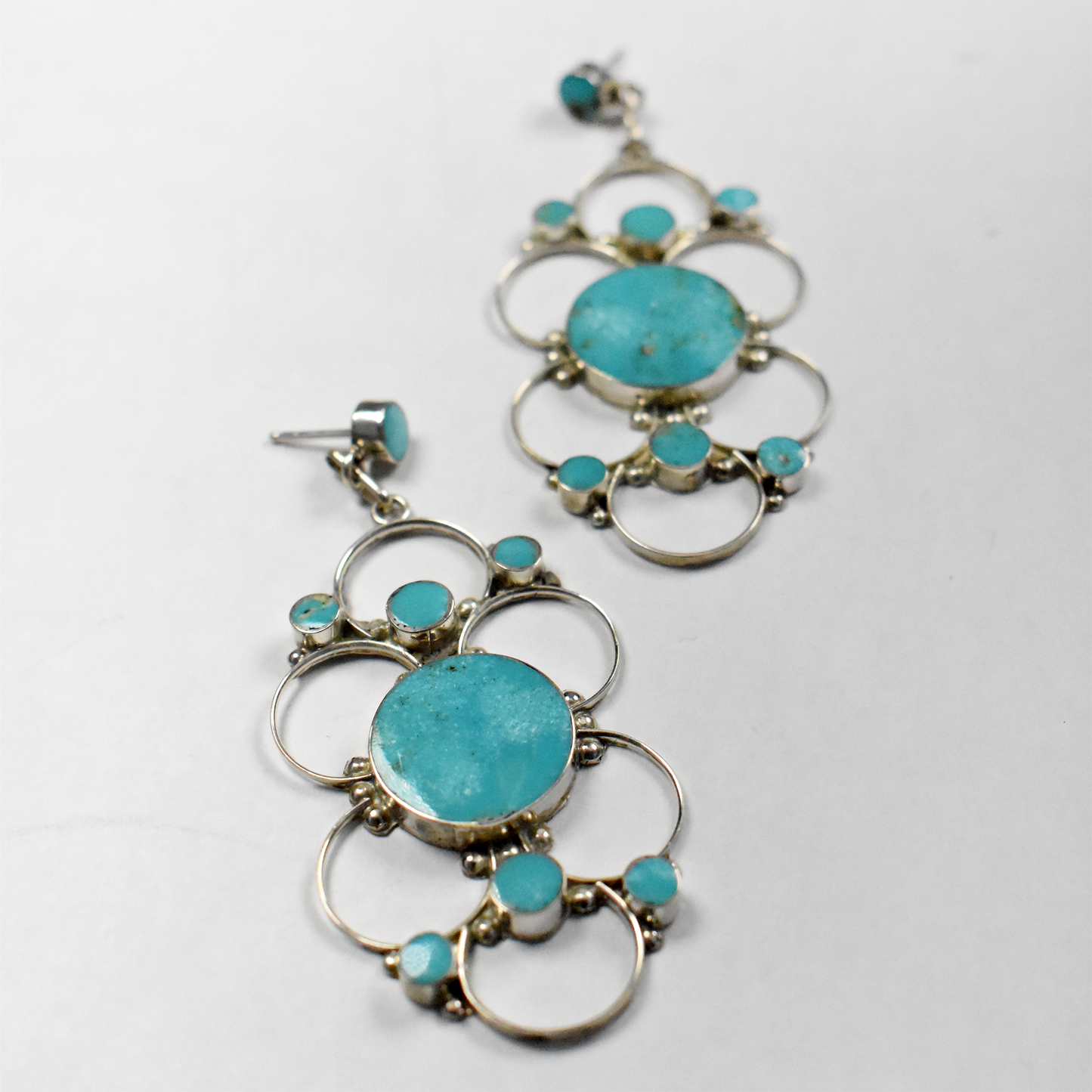 Royston Turquoise Circular Chandelier Earrings by Bryant Othole & Vivianita Booqua
