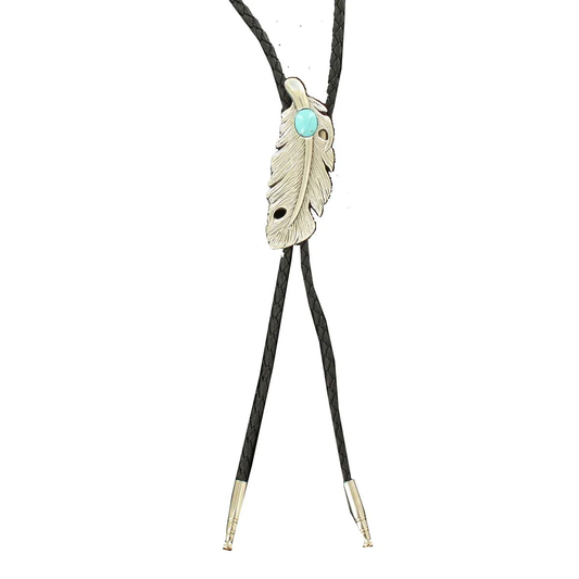 Double S Feather Bolo Tie