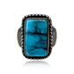 Stormline Kingman Turquoise Rectangular Ring by Ruth Ann Begay