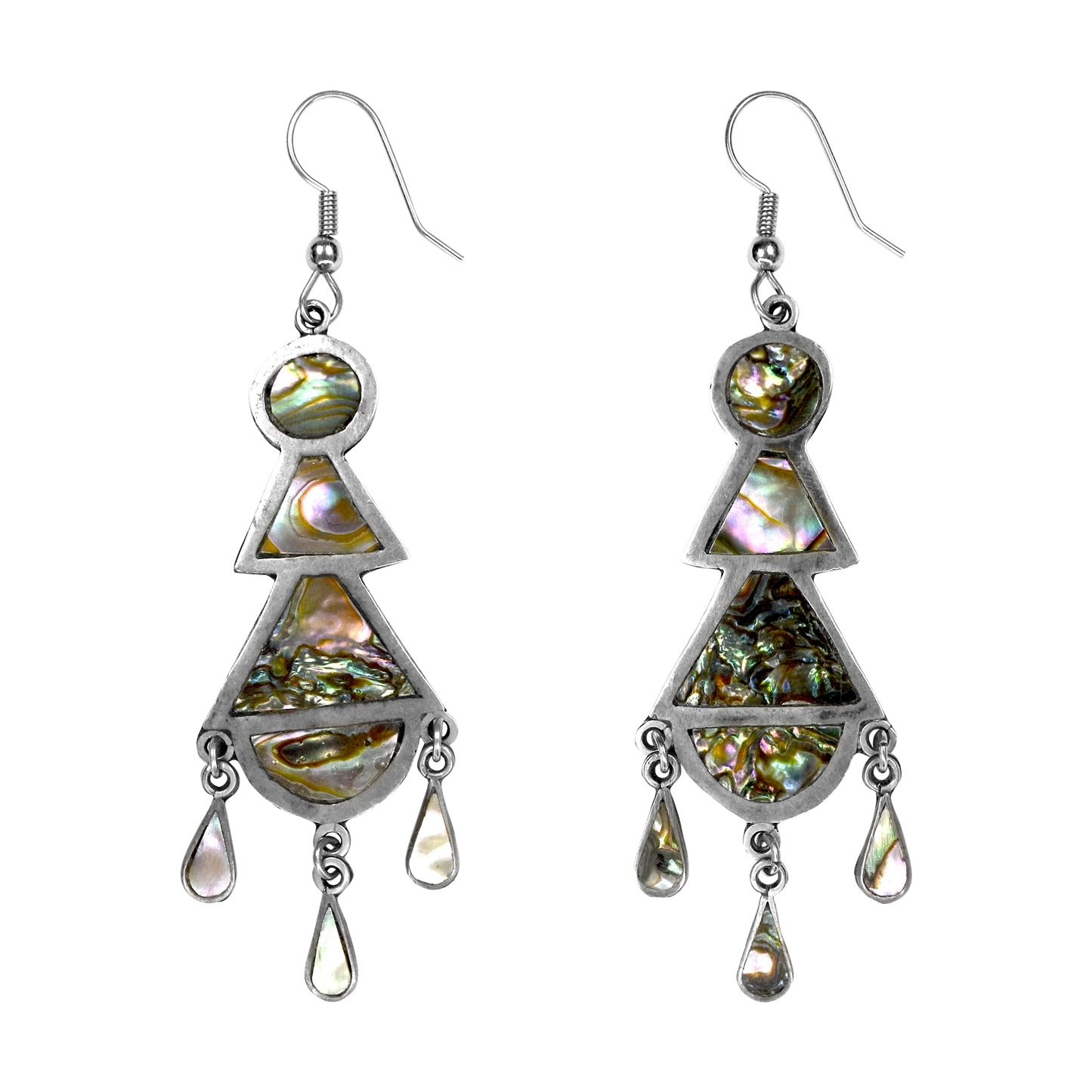 Desert Moon Mexican Silver Abalone Drop Earrings