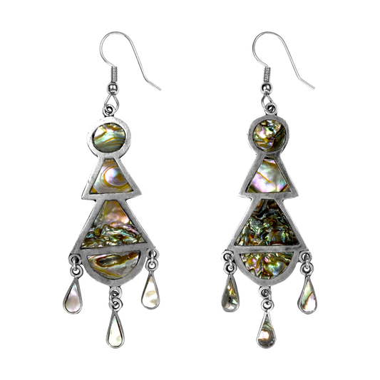 Desert Moon Mexican Silver Abalone Drop Earrings