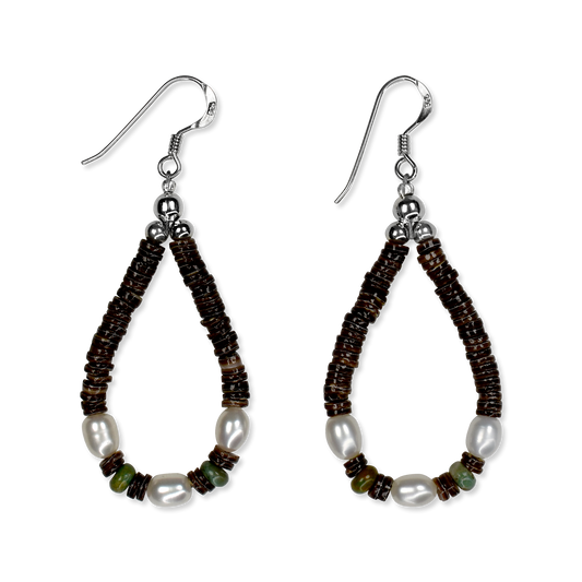 Pearl & Royston Turquoise Heishi Loop Earrings by Teller Indian Jewelry