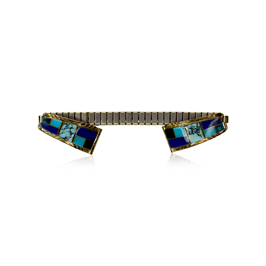 Midnight Mesa Gold-Filled Watch Band with Turquoise, Lapis Lazuli & Onyx