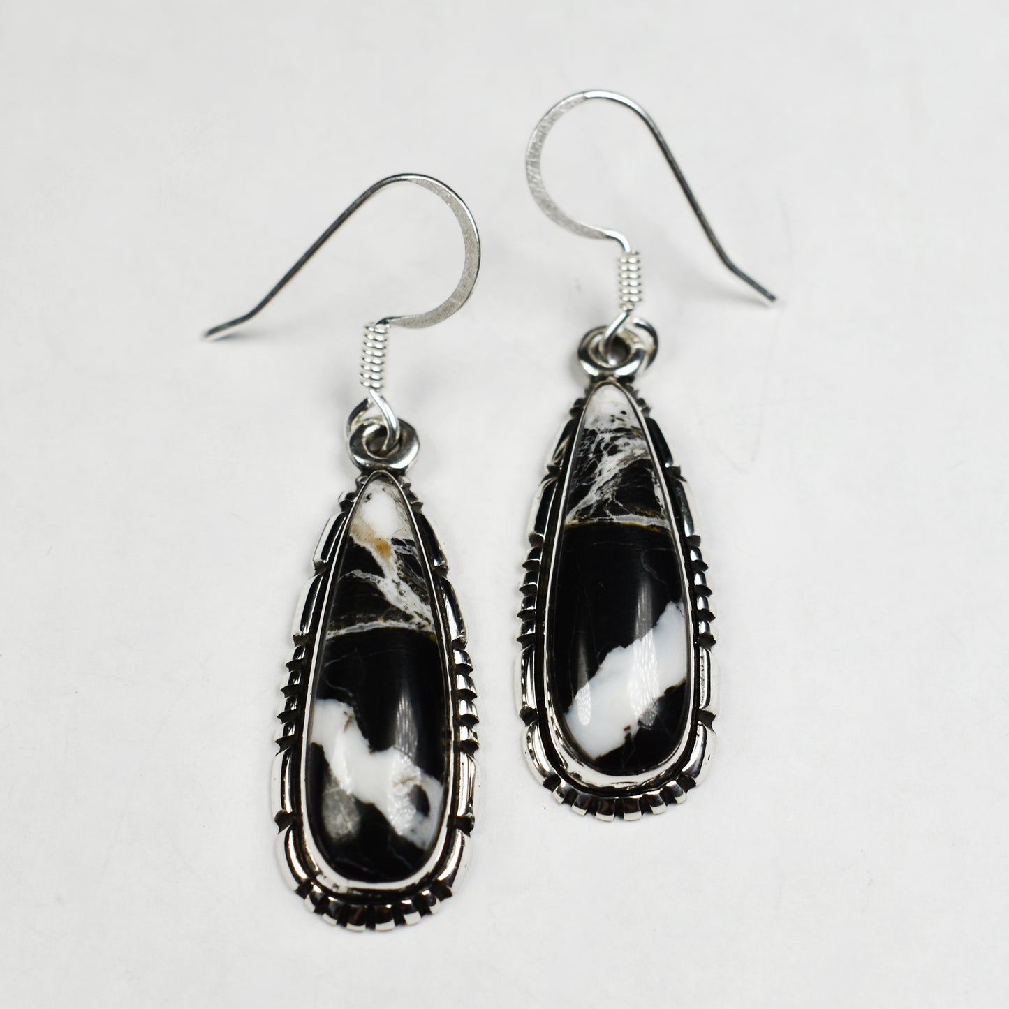 White Buffalo Slender Teardrop Earrings