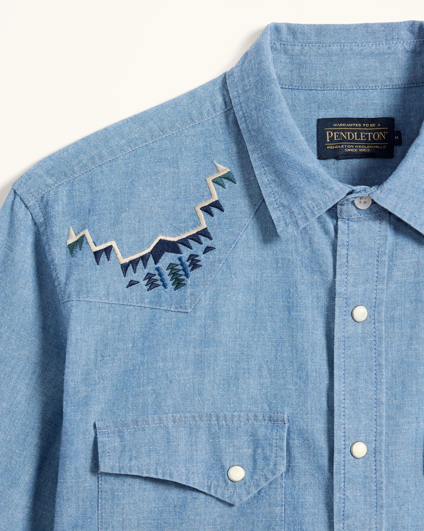 Pendleton Men's Harding Embroidered Chambray Gambler Shirt - Light Blue/Harding