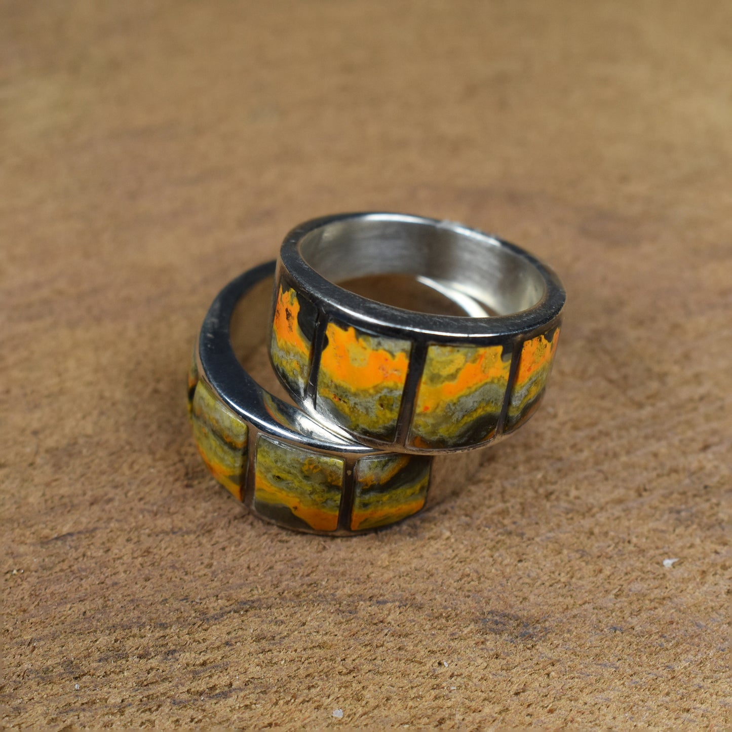 Bumblebee Jasper Four Panel Inlay Ring