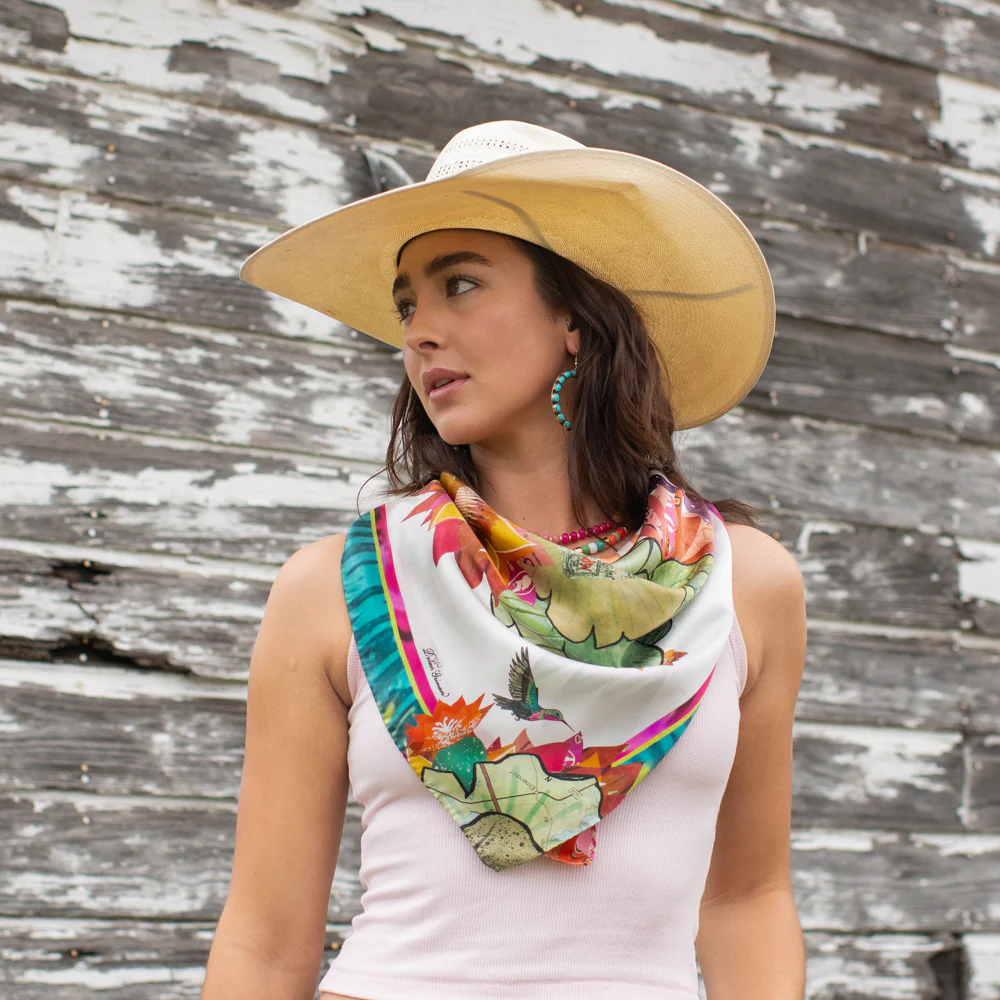 Fringe "Cactus Blooms" by Dolan Geiman Silk Wild Rag