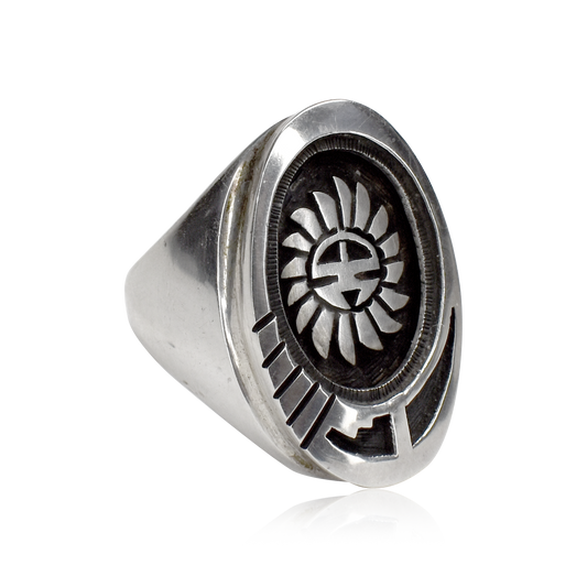 Sunface Shadowbox Vintage Sterling Silver Oval Ring by Joe Josytewa