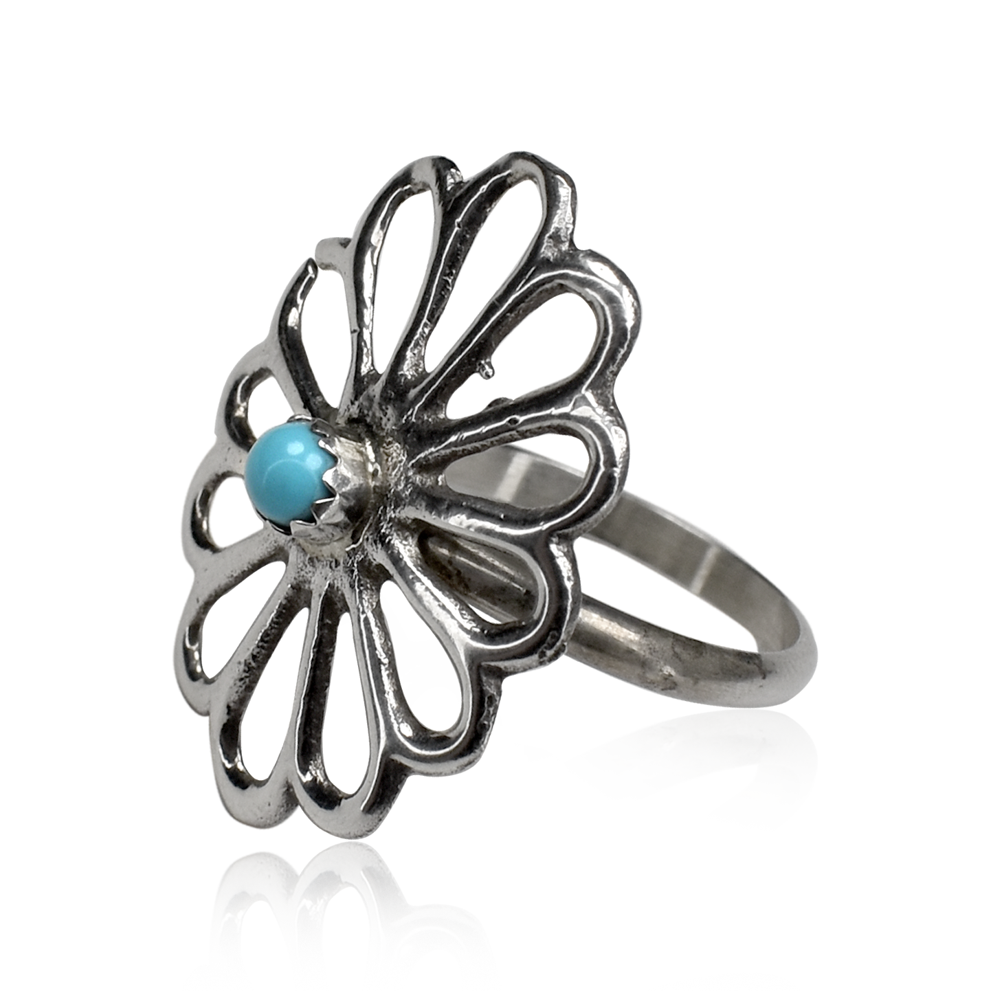 Sleeping Beauty Turquoise Flower Cutout Ring