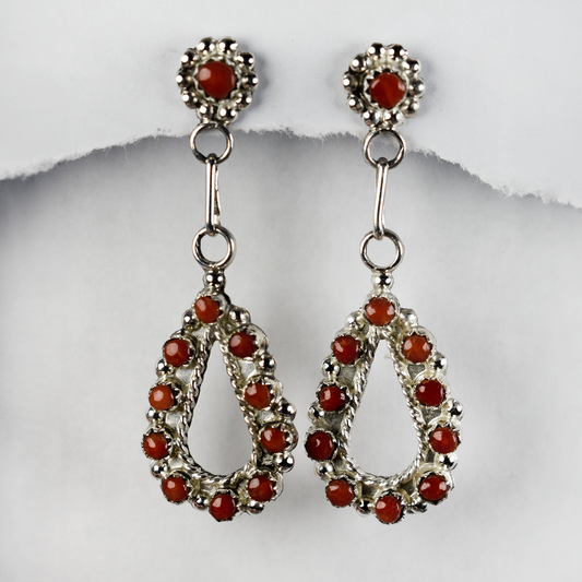 Cluster Style Pacific Coral Teardrop Earrings by Angie Bailon