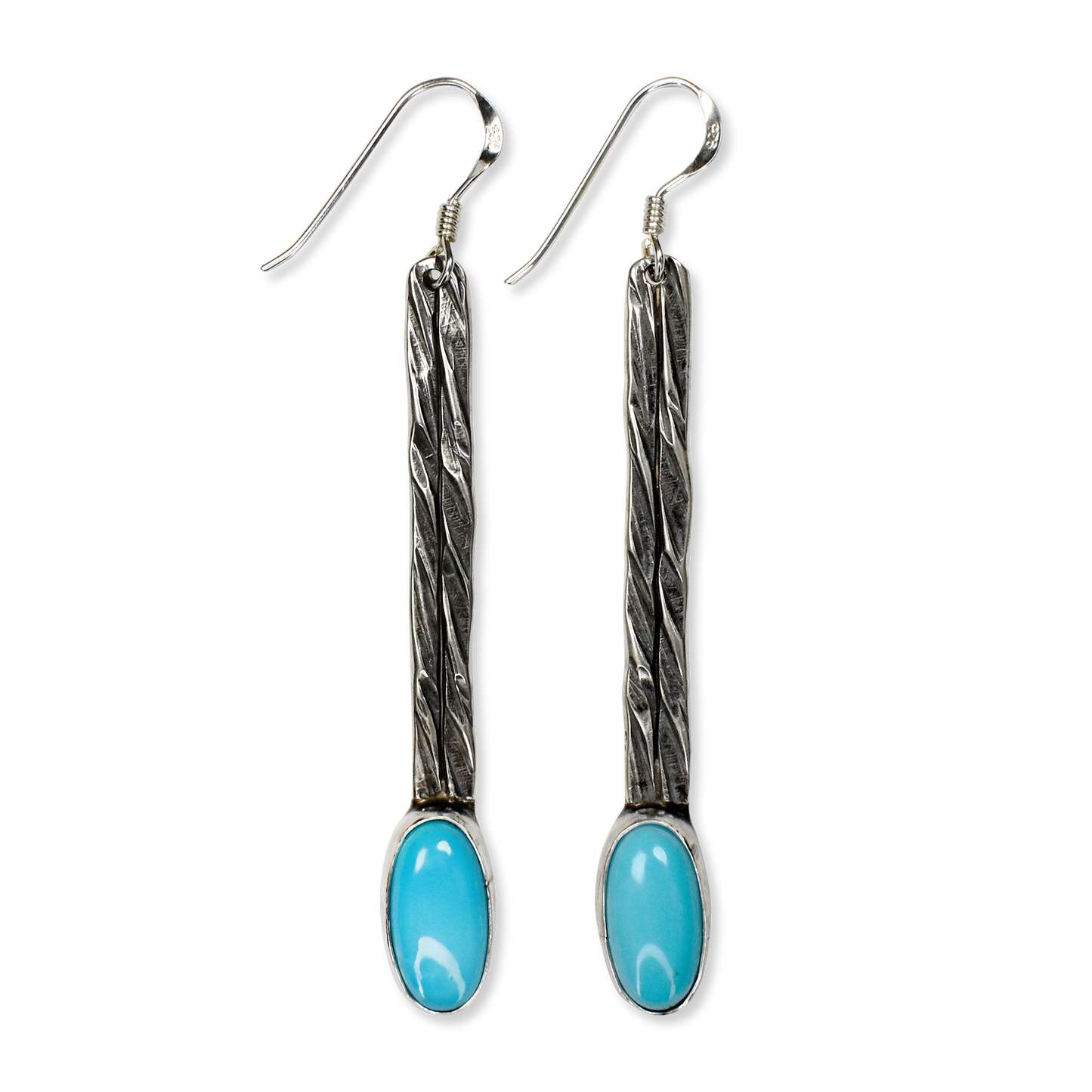 Oval Royston Turquoise Raindrop Earrings by Teller Indian Jewelry