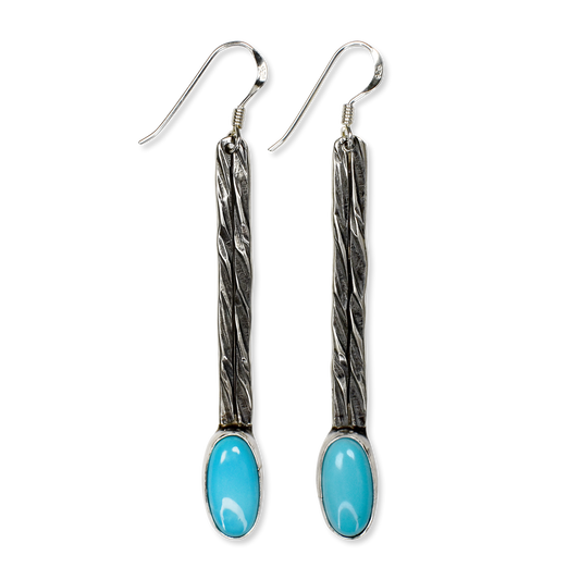 Oval Royston Turquoise Raindrop Earrings by Teller Indian Jewelry
