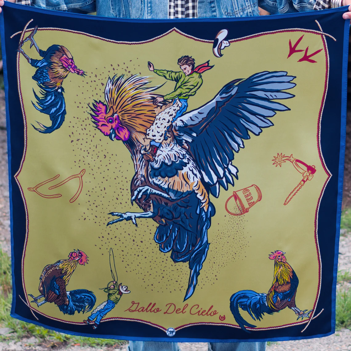 Fringe "Gallo Del Ciello" by David Bond Silk Wild Rag