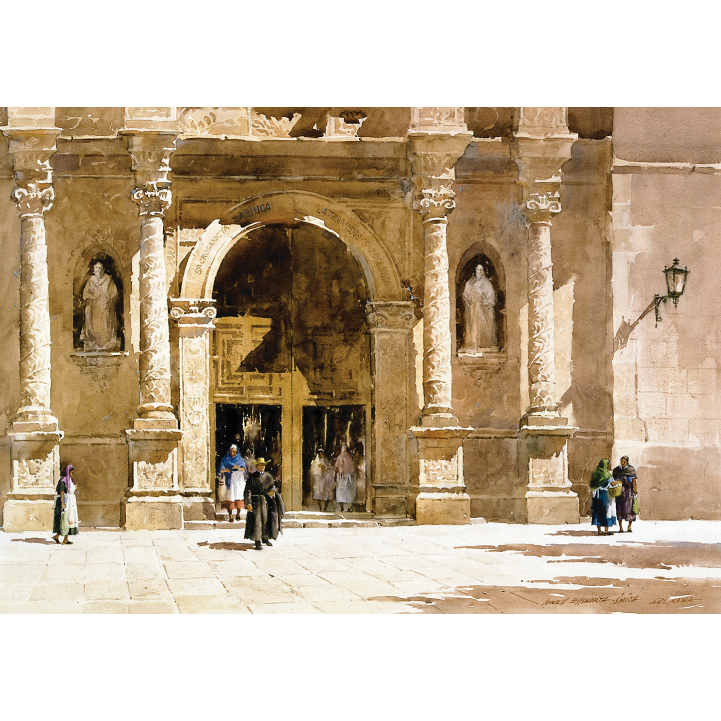 Church Facade - Plaza del Oriente by Lowell Ellsworth Smith, Signed