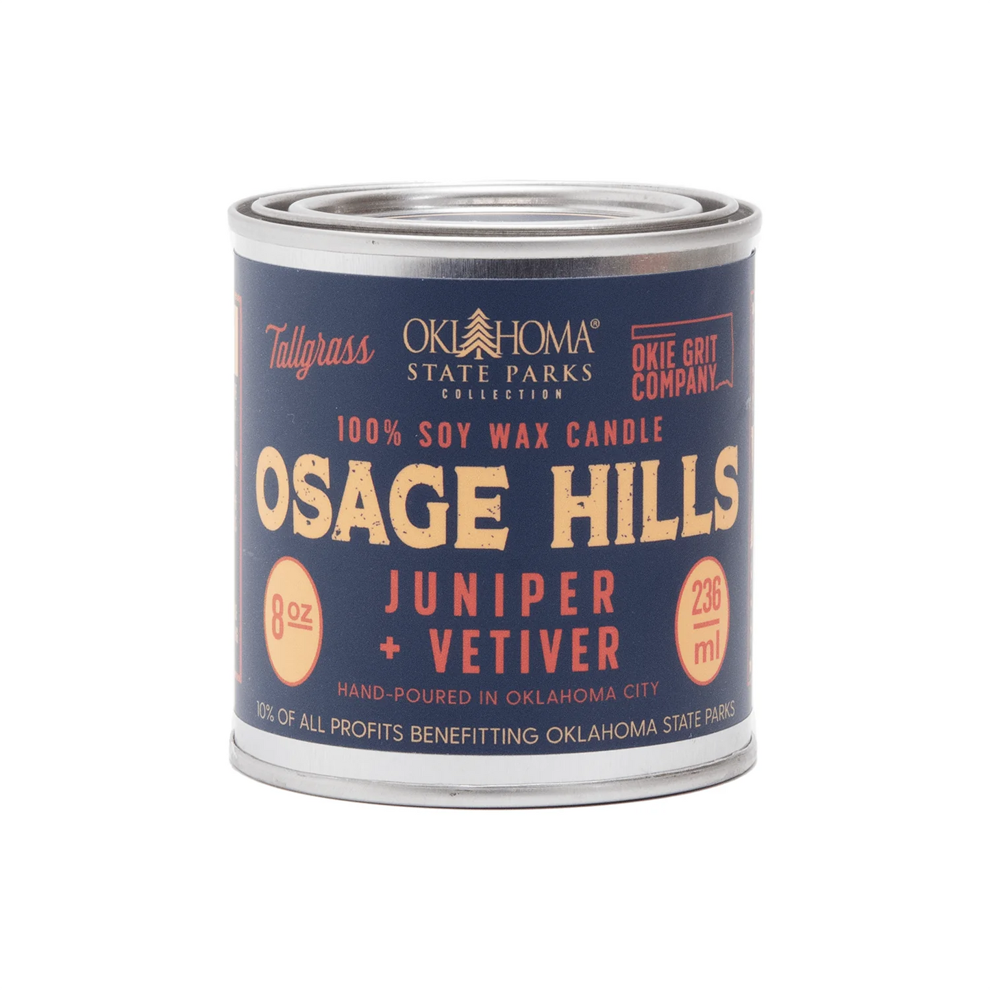 Oklahoma State Parks Collection: Osage Hills - Juniper + Vetiver Soy Wax Candle