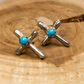 Small Turquoise and Sterling Silver Cross Stud Earrings