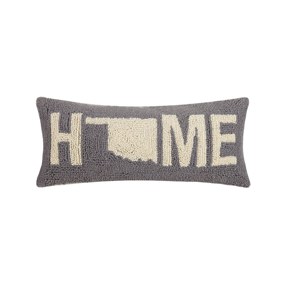Gray Oklahoma Home Lumbar Hook Pillow