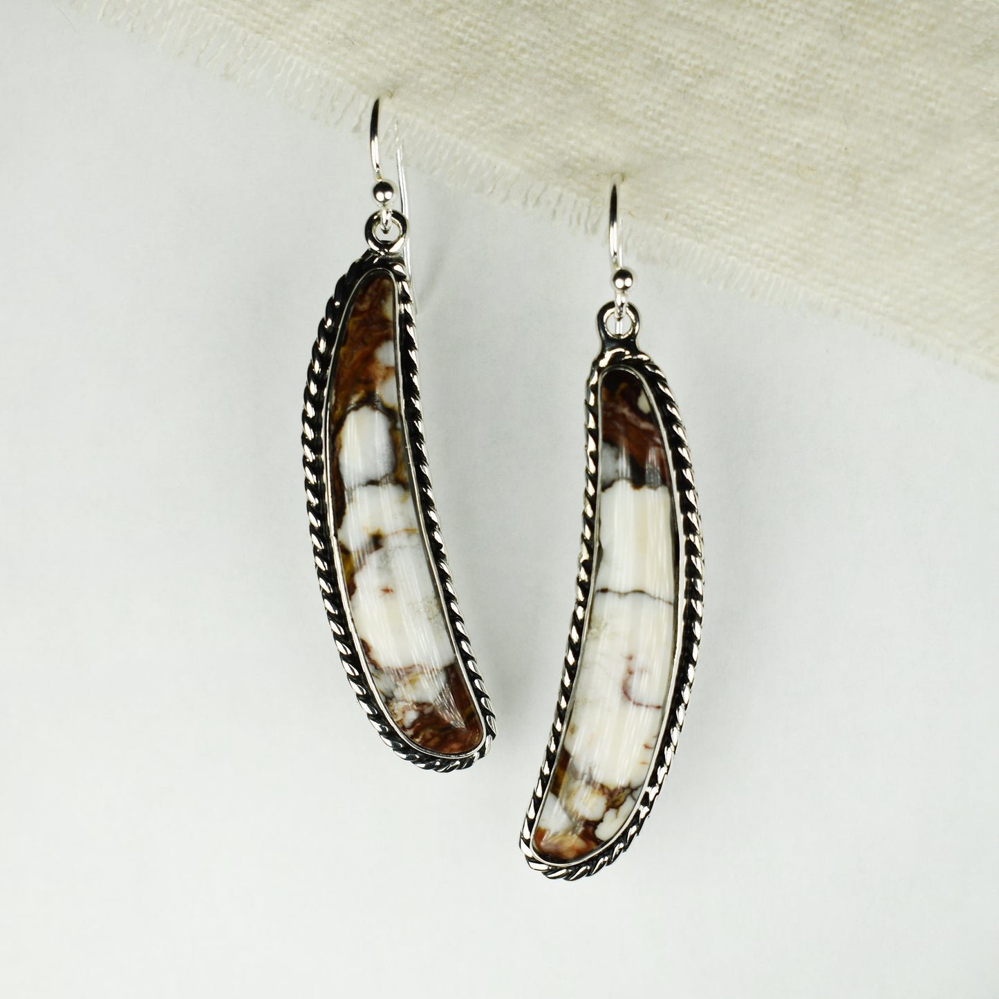 Crazy Horse Calcite Canoe Earrings