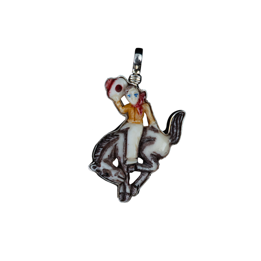 Coreen Cordova Small "Bucking Bronco Cowboy" Bone Pendant