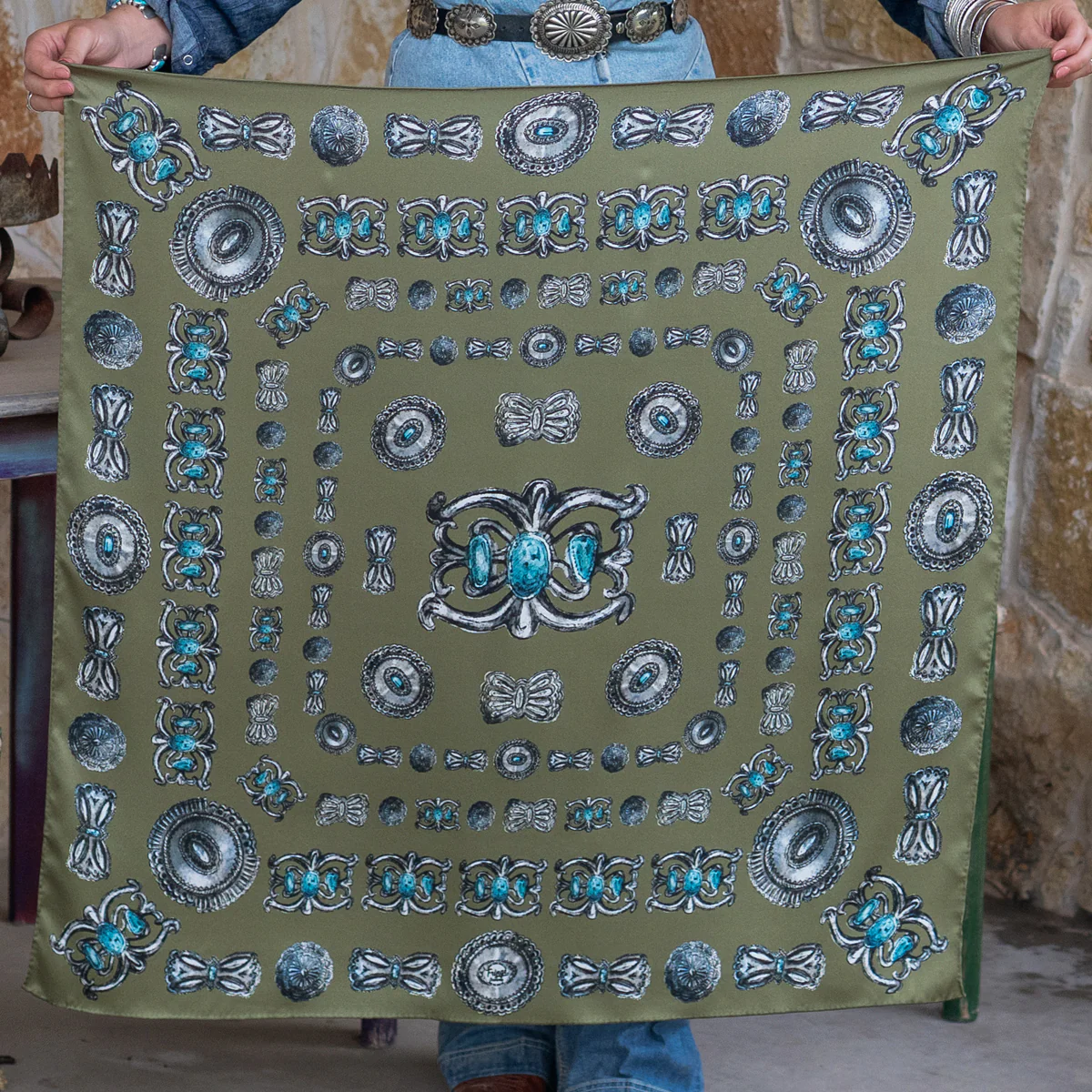 Fringe "Turqs and Conchos" Silk Wild Rag
