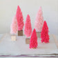 Fabric Yarn Tree with Wood Block Base - Pink Small