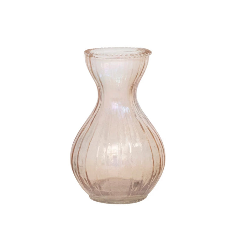 Debossed Glass Vase - Pink
