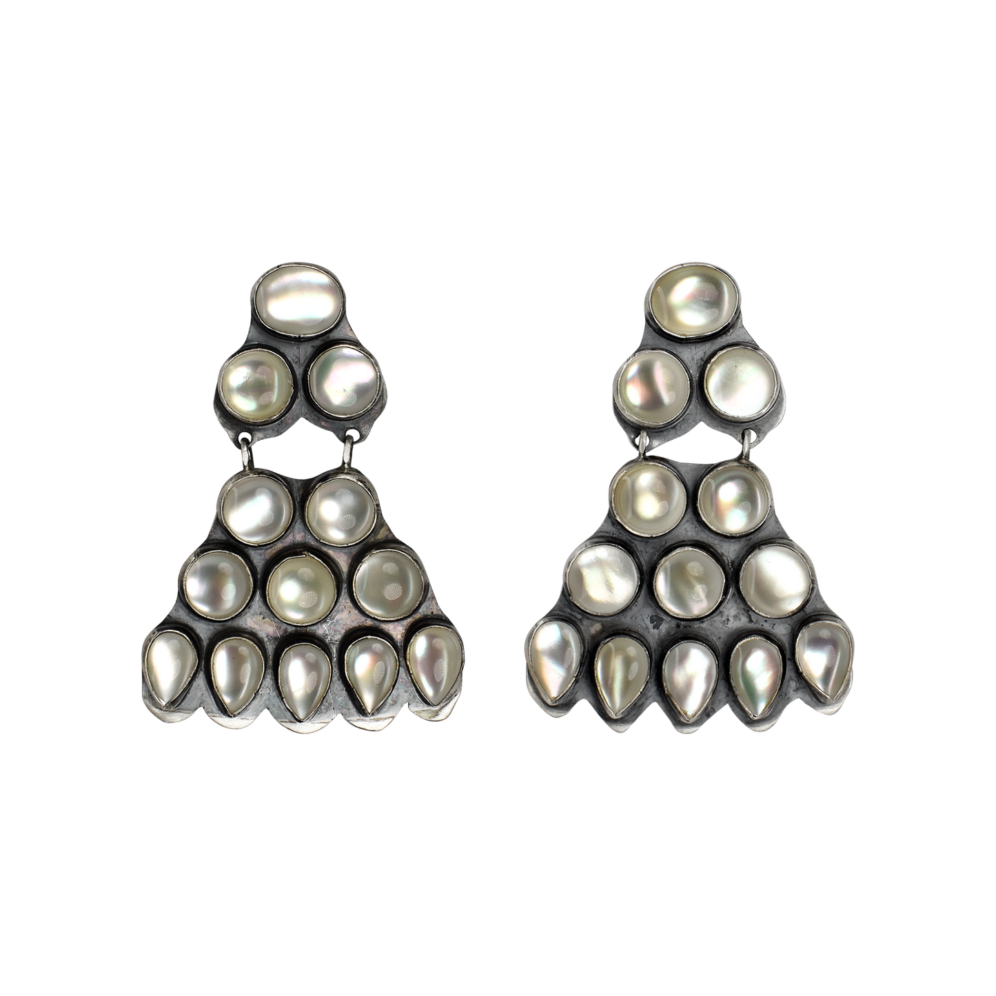 Mother of Pearl Teepee Chandelier Earrings by Rocki Gorman
