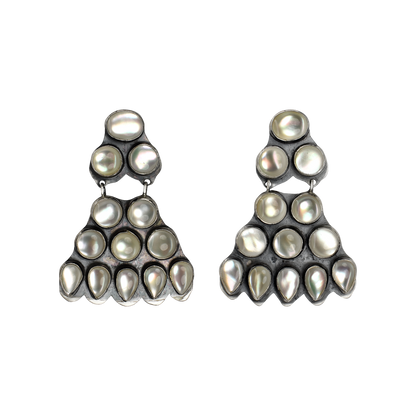 Mother of Pearl Teepee Chandelier Earrings by Rocki Gorman