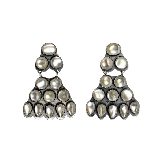Mother of Pearl Teepee Chandelier Earrings by Rocki Gorman