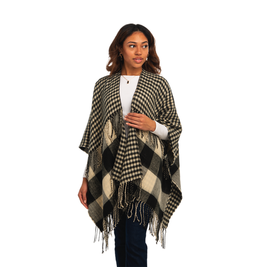 Plaid Fringe Wrap
