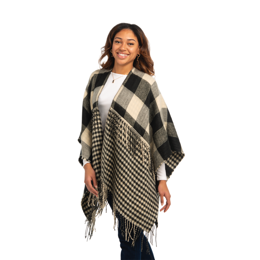 Plaid Fringe Wrap