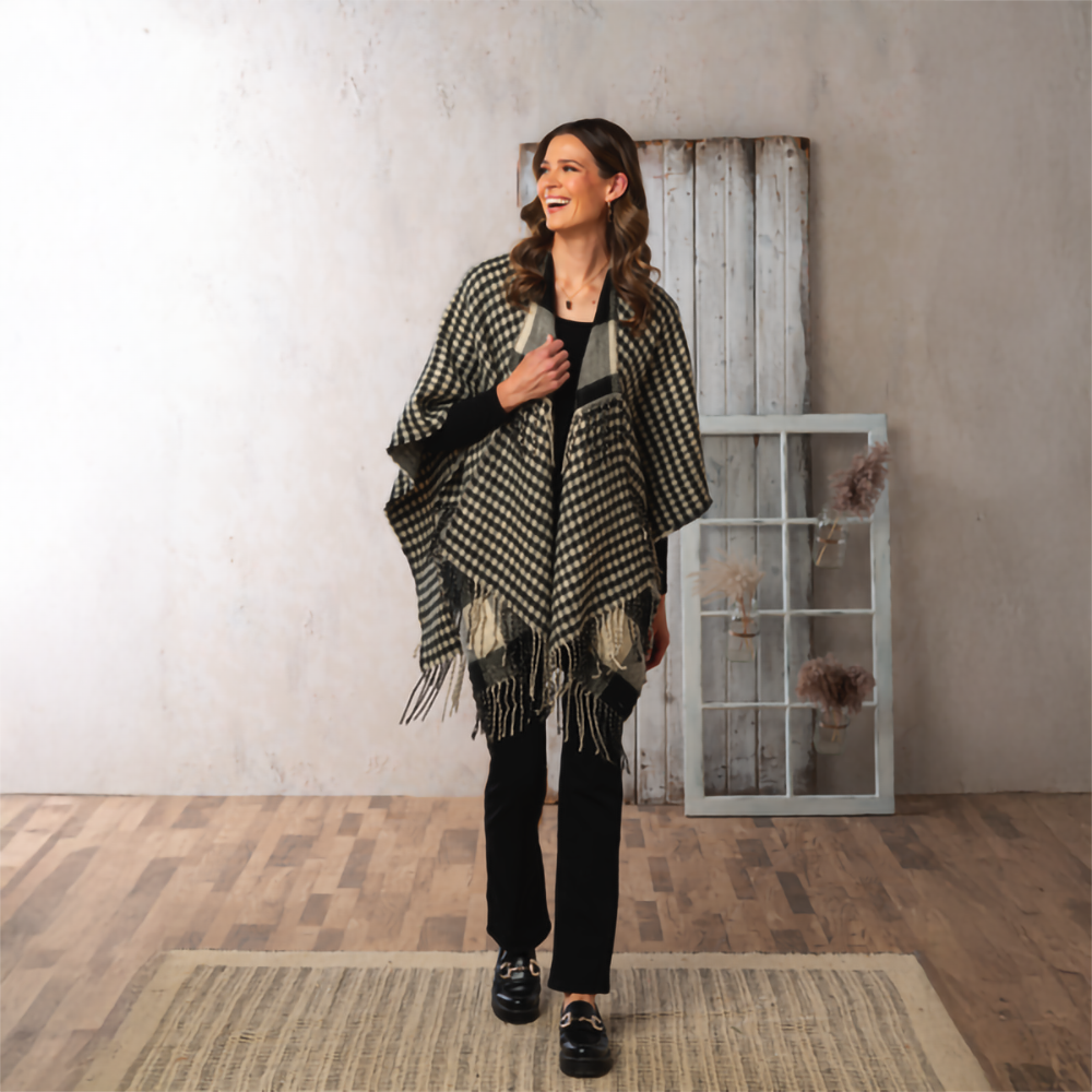 Plaid Fringe Wrap