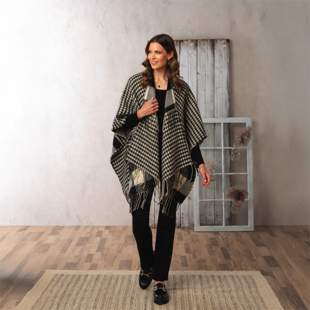 Plaid Fringe Wrap