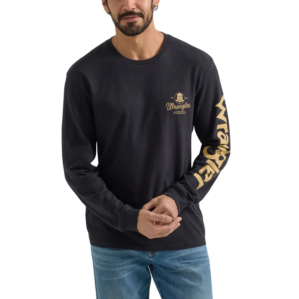 Wrangler Men's Long Live Cowboys Pullover Crew Neck Long Sleeve Shirt - Graphite