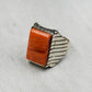 Rectangular Spiny Oyster Ring with Etched Setting