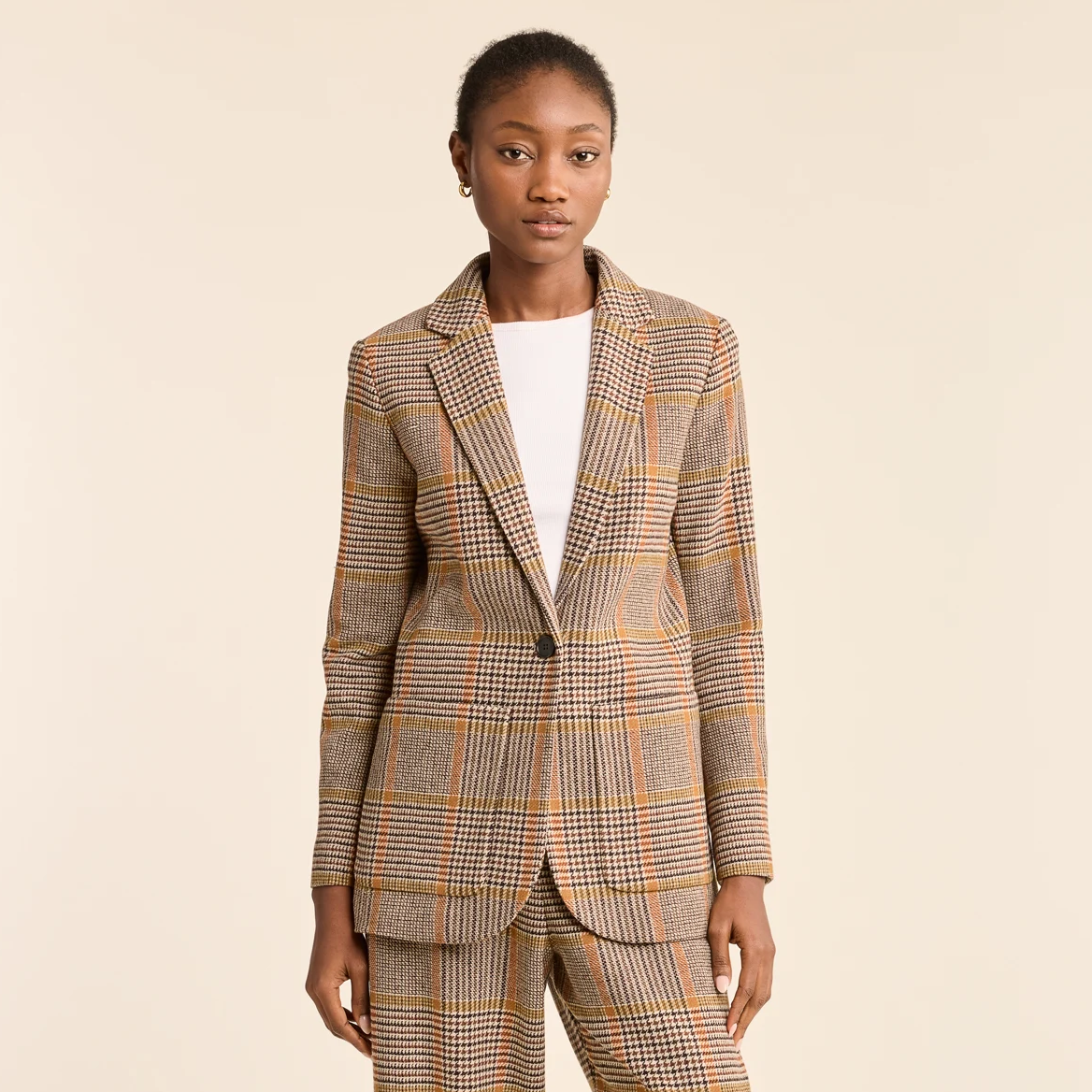 Pendleton Women's Davis Glen Plaid Wool Blazer - Tan/Brown