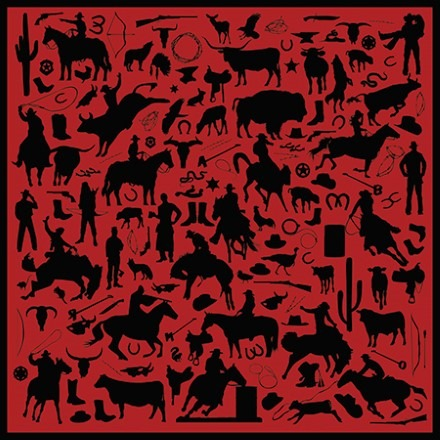 Red Cowboy Silhouette Jacquard Silk Wild Rag - 34.5"