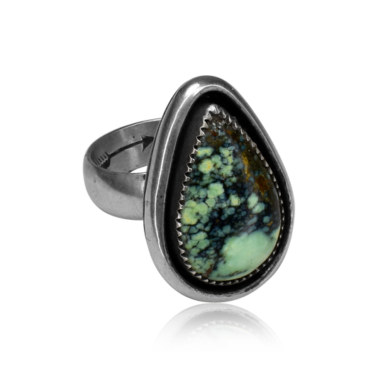 New Lander Turquoise Teardrop Ring by Justin Biltonen