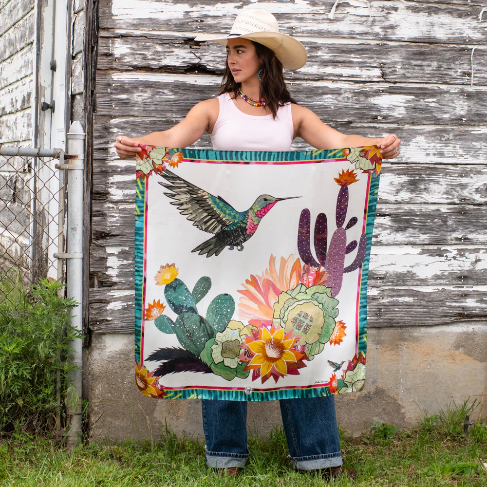 Fringe "Cactus Blooms" by Dolan Geiman Silk Wild Rag