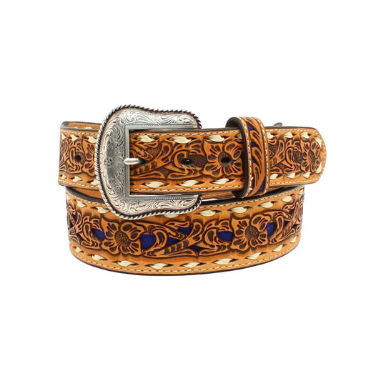 Men's Nocona Blue Floral Embossed Belt