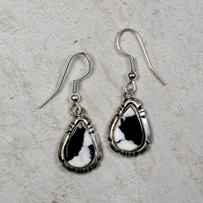 White Buffalo Teardrop Earrings by Calvin Spencer