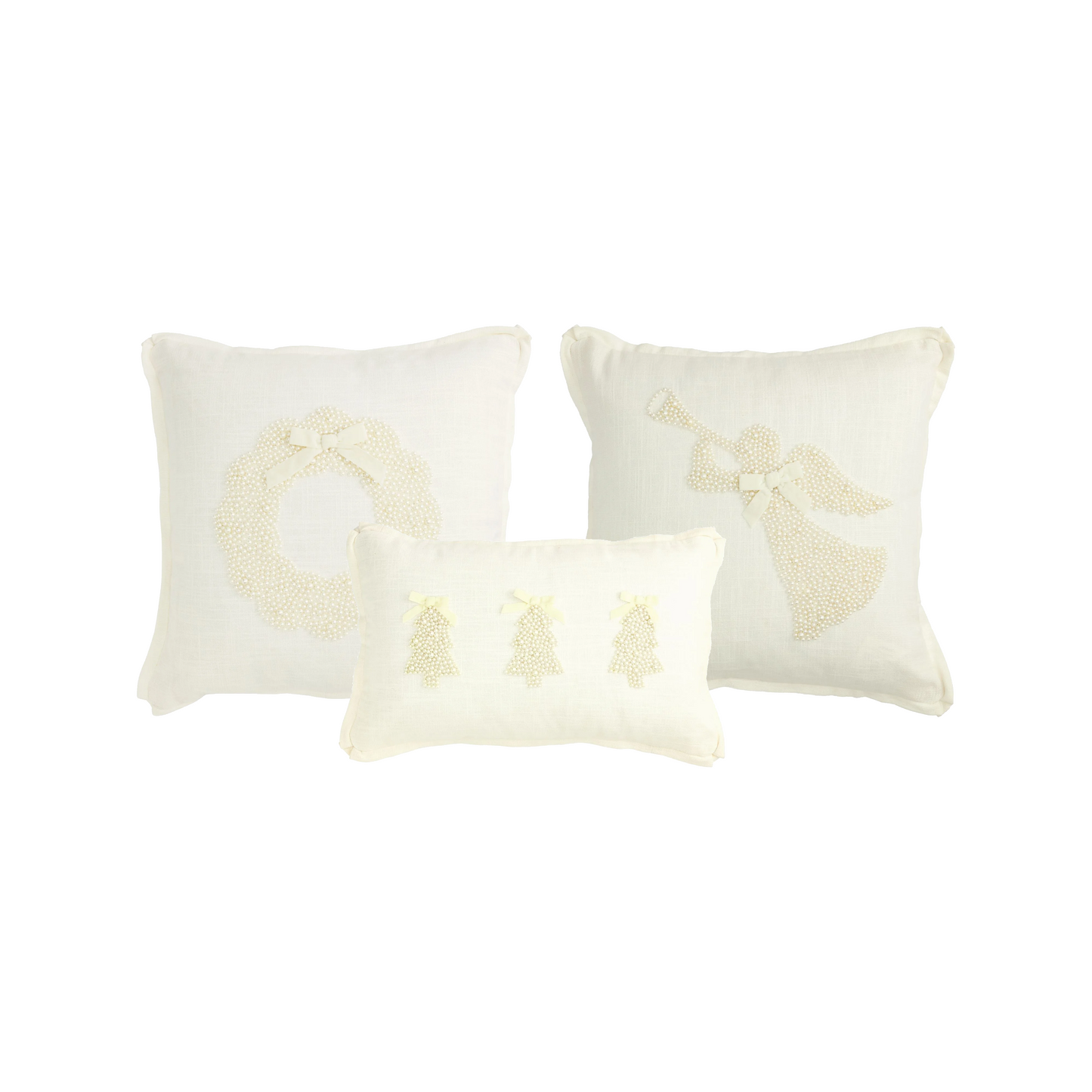 White Christmas Pearl Beaded Pillows