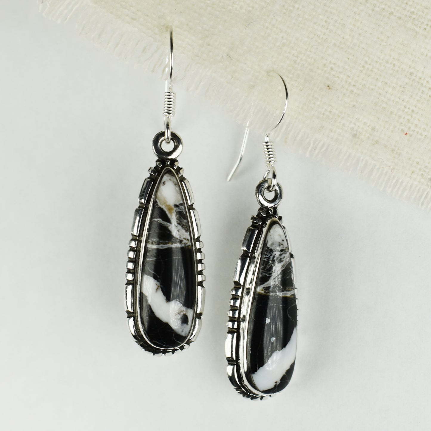 White Buffalo Slender Teardrop Earrings