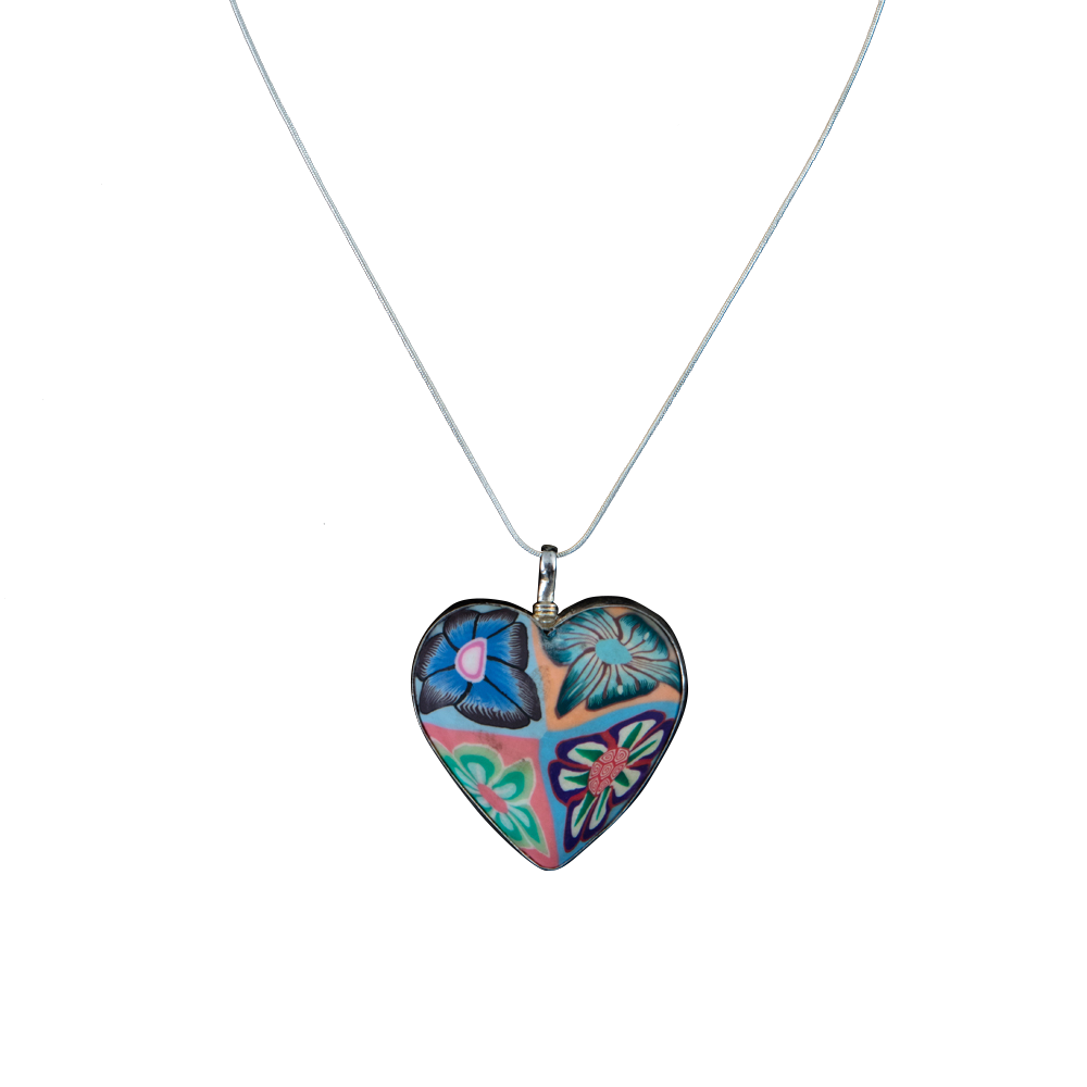 Coreen Cordova Millefiori Heart Polymer Pendant