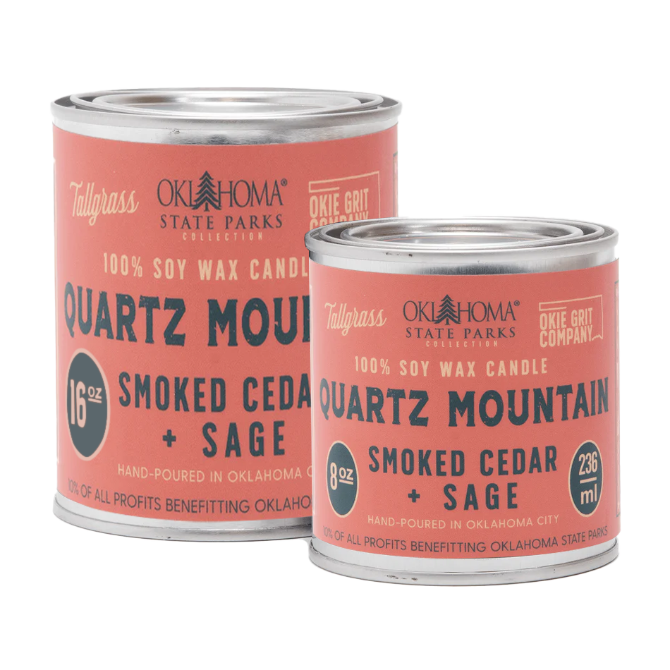 Oklahoma State Parks Collection: Quartz Mountain - Smoked Cedar + Sage Soy Wax Candle