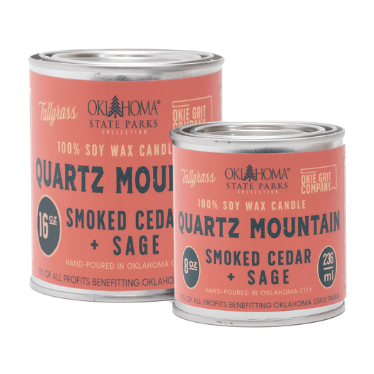 Oklahoma State Parks Collection: Quartz Mountain - Smoked Cedar + Sage Soy Wax Candle